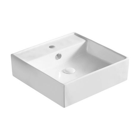 Lavabo sobre encimera 46,5 x 46,5 cm, color blanco