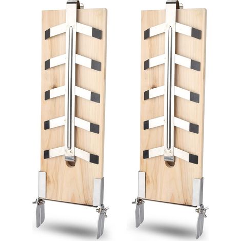 Lot de 2 Planches à fumer, Cèdre naturel, Support acier inoxydable, 5 angles réglables, Pour barbecue extérieur (1/5)