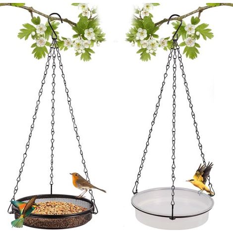 Hängendes Vogelfutterhaus Set (2er Set) Wetterfeste Vogelfutterstation aus Metall Ganzjährige Fütterung für Gartenvögel Für Vogelliebhaber Vogelh (1/5)