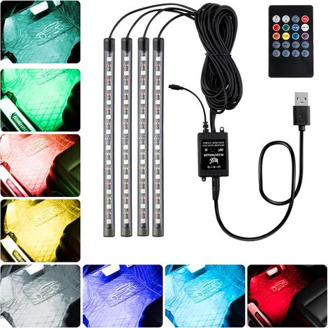 4-teiliges LED-Auto-Innenraumbeleuchtungsset, Ambientebeleuchtung, Musiklichtleiste für TV und Auto, Autozubehör für Damen und Herren, perfektes Geschenk