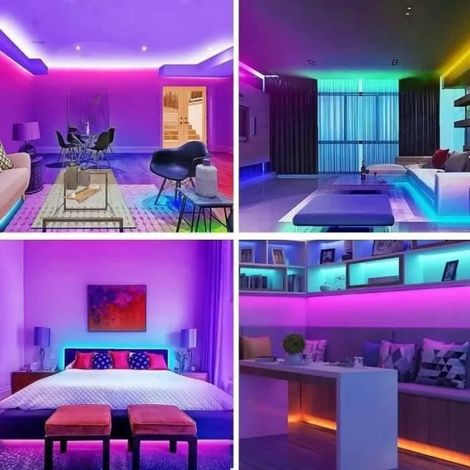 Ruban LED 10M 5050 RVB 180 - Bleutooth Bande LED avec télécommande 44 touches + Contrôlé par APP du Smartphone (1/4)