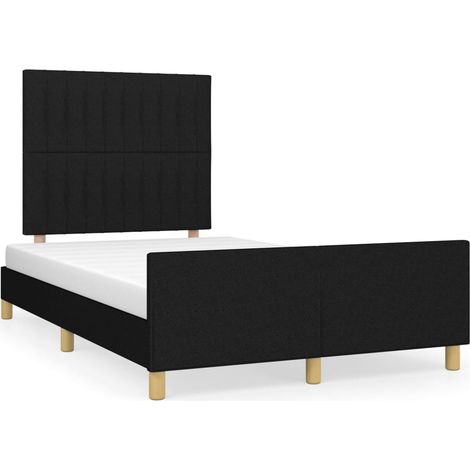 Lit double Lit adulte Cadre de lit sans matelas noir 120x190 cm tissu (1/5)