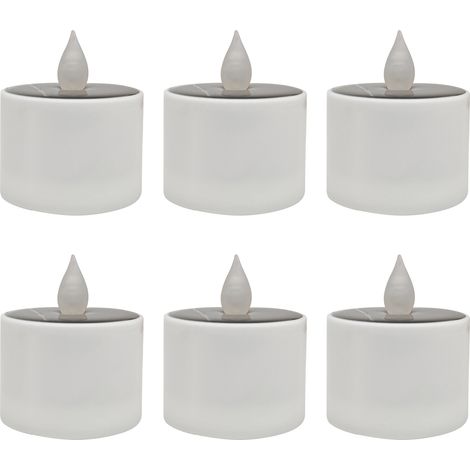 Lot de 6 lampes bougies solaires pour restaurant, mariage, anniversaire, décoration, bougies électroniques (lumière blanc chaud clignotante) (1/5)