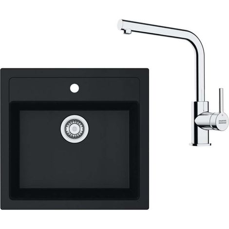 Franke Set - Set da cucina T114Č, lavello in tectonite SID 610 e miscelatore FS 3230.031, nero/cromo 143.0687.294