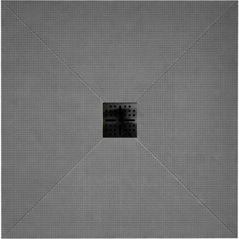 Plato de ducha alicatable 90x90 cm con desagüe horizontal - Rejilla negra (1/5)