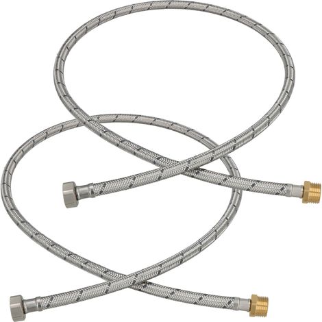 Conector flexible de 1/2” hembra-macho, acero trenzado, 120 cm, juego de 2 piezas. (1/5)