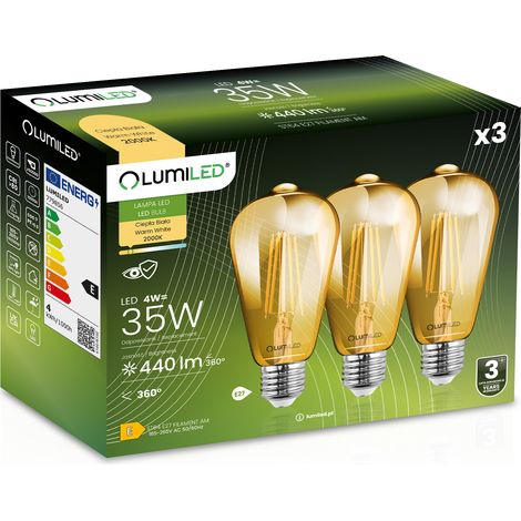 3x LED-Lampe E27 Edison ST64 4W = 35W 440lm 2000K warmweiß 360° Leuchtstoffröhre (1/5)