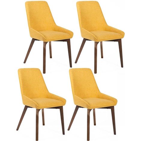 Set 4 Sedie 62x49,5xH87 cm in Tessuto Vera Giallo (1/5)