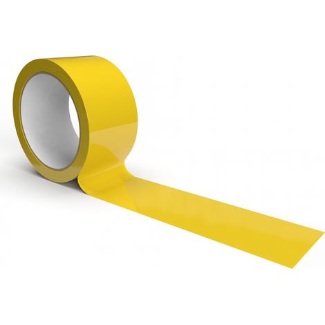 IMBALLAGGI 2000 - Nastro Adesivo Pacchi Giallo in Polipropilene 1Pz 5cm x 66Mt x 76 mm, Nastro Adesivo Colorato Resistente a Strappo Silenzioso, Nastro Imballaggio per Spedizioni Scatoloni e Trasloco