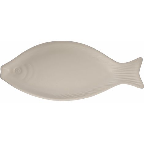 Assiette ovale de service en céramique 24 x 10,5 cm, style coastal, blanc, Kos (1/2)
