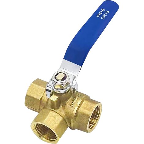 1 Vanne à bille, laiton, 3 voies type T, G1/2, connecteur eau air huile, système irrigation industriel (1/5)