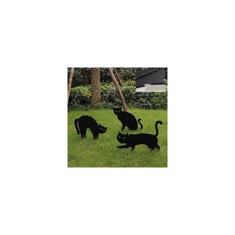 Lot de 3pcs Statue de Chat en métal Décoration jardin,Décor De figurine De Chat pour La Cour Silhouette Animale réaliste Art de Cour de Chat (1/5)