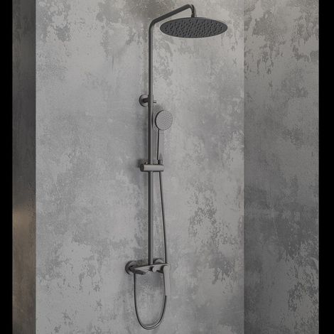 Colonna doccia fissa in acciaio inox finitura gun metal  KAM-L GUN METAL kamalu