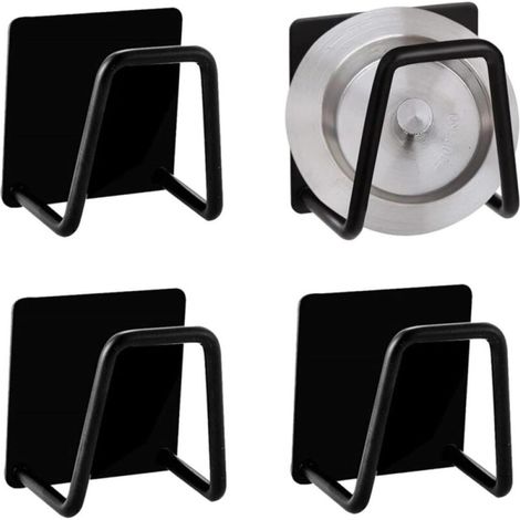 Lot de 4 supports à éponges autocollants en acier inoxydable, crochets muraux pour évier, sans perçage, résistants à la rouille, étagère de cuisine (1/5)