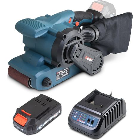 Ponceuse à bande sans fil 20V avec moteur brushless livrée avec 1 batterie 2Ah et un chargeur. (1/4)