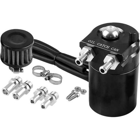 1 ensemble de bidons d'huile noirs, Pot d'huile de moteur automobile, accessoires en alliage d'aluminium, réservoir d'huile de 300ml (1/4)