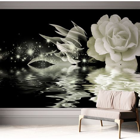 Fototapete Selbstklebend - Wanddekoration - Wandfolie - 3D Tapete Wand - Wohnungsdeko Leuchtende Rose 312x219 cm (1/5)