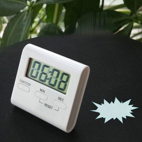 Timer da cucina magnetico con ampio display LCD, funzione di allarme e conto alla rovescia, bianco (1/2)