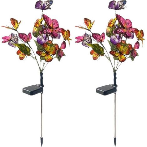 Lampe solaire de jardin extérieur, lot de 5 lampes solaires 20 LED avec 20 designs de fleurs de lys, étanche IP55, idéale pour terrasses, pelouses et balcons (1/5)