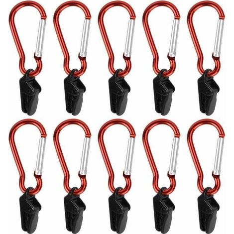 10 Sets Planenclips mit Karabinern, Zeltclips, Markisenclips, windfeste Zeltbefestigungsclips, robuste Planenclips für Outdoor-Aktivitäten, Camping, Pavillons – Crezuo