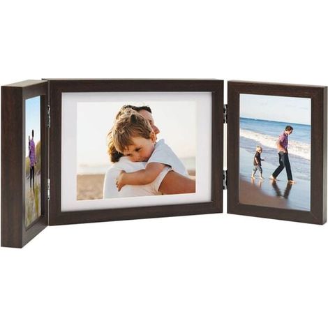 Cadre pliable, marron foncé, 22x15 cm + 2x (10x15 cm) (1/5)