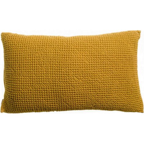 Coussin Décoratif en Matière Recyclée Coloris Safran pour Salon et Chambre 30 x 50 cm - PANGIVO
