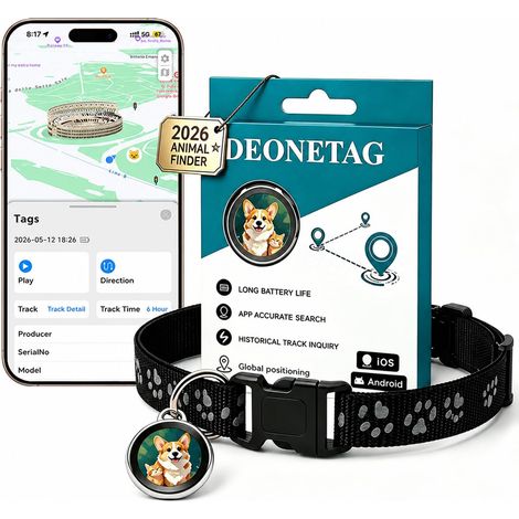 2026 Mini Traceur GPS Chat - Collier GPS Chat sans Abonnement (Historique de Suivi 3 Jours), Collier GPS pour Chien avec Suivi en Temps Réel, Étanche et Réglable, Compatible iOS/Android, Noir