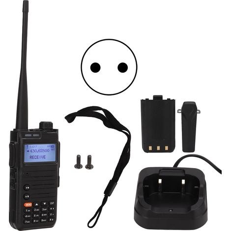 Talkie-walkie double bande VHF UHF radio bidirectionnelle avec appel d’urgence SOS, support de charge AC220V prise UE (1/5)