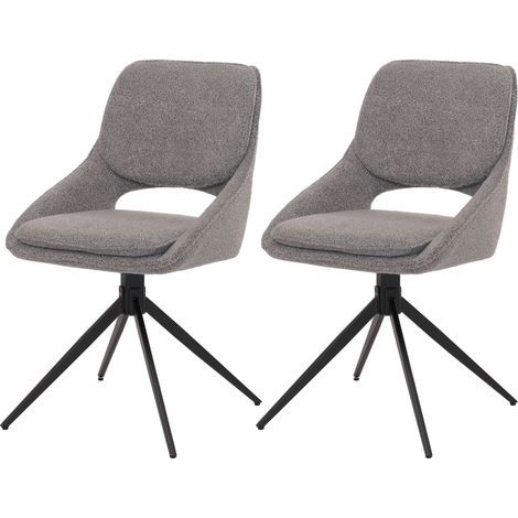 Lot de 2 chaises de salle à manger HWC-N73, chaise de cuisine, pivotante Auto-Return, tissu/textile Boucle (540g/m²) Oek (1/2)