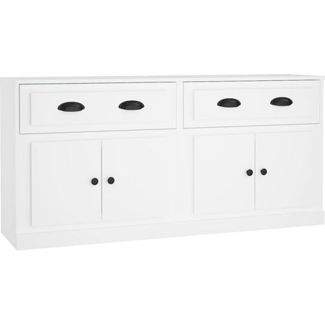 Credenza a buffet cassettiera mobile contenitore organizer cucina soggiorno salotti set di 2 legno ingegnerizzato bianco 020036692