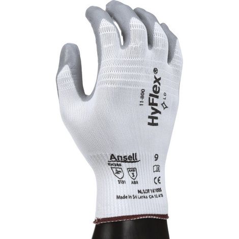 HyFlex 11-800 Guanto taglia 10 bianco/grigio EN 388 PSA II Nyl. Con schiuma di nitrile ANSELL (confezione da 12)