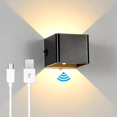 Wiederaufladbare Innenwandleuchte mit Bewegungsmelder, 5W LED, schwarz. (1/5)