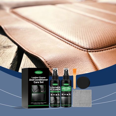 Lederpflege-Set für Ledermöbel im Haushalt: Imprägnierung, Reinigung und Pflege – Lederreiniger 100 ml1 + Lederpflege 100 ml1 + Bürste1 + Schwamm1 + Handtuch1 -- DE (1/5)