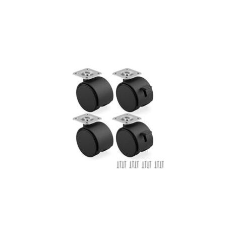 Set di 4 rotelle per mobili da 50 mm - Rotelle di trasporto con freno, rotelle girevoli per mobili da interni - Crezuo