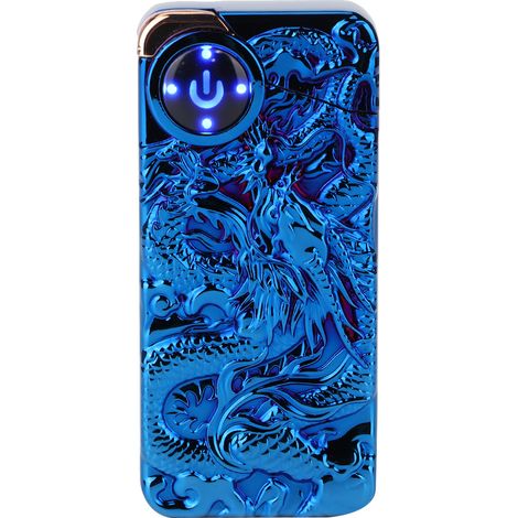 Allume-cigarette à double arc avec motif tendance, détection tactile et design bleu élégant