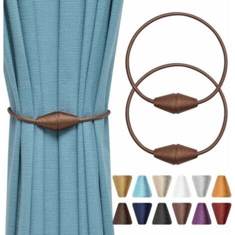 Set of 2 (light coffee) magnetic curtain tiebacks made of hand-woven rope, practical and decorative for home and office (1/5)
