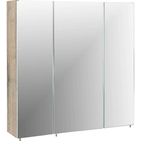 Armoire de Toilette avec Miroir, Décor Bois, Chêne Sauvage, 71 x 70 x 16 cm (1/5)