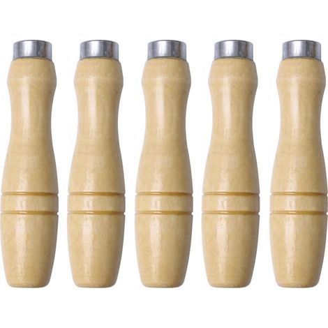 Poignée en Bois pour Lime 5 Pièces Trou Intérieur 4, 8 Mm Beige, Forme Ergonomique pour Meilleure Prise en Main, Résistance aux Chocs (1/5)