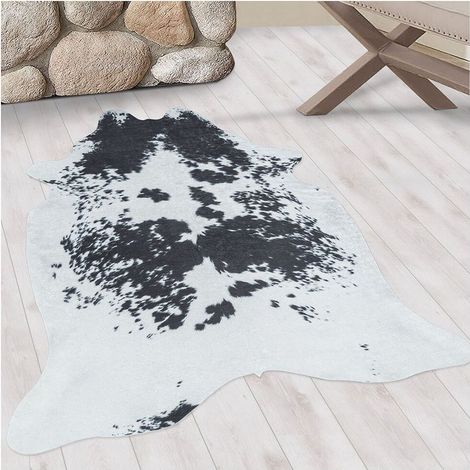Tapis lavable en machine noir imitation peau de bête Malu Noir 100x135 (1/5)