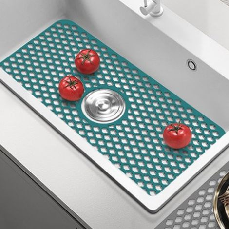 Tapis isolant thermique ajouré grand format, tapis d'évier de cuisine, tapis de table antidérapant, tapis d'évier multifonctionnel en silicone, filet de séchage, vert. (1/5)