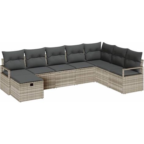 Maison Exclusive - Set di divani con cuscino Grigio chiaro polyrattan