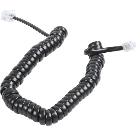 Câble téléphonique RJ9 noir 9,3" pour modem avec fil en spirale