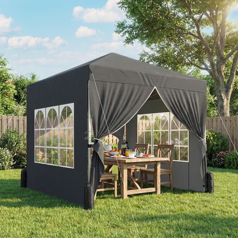 Tonnelle de jardin pop up tonnelle pliante réglable montage facile gris foncé en hauteur protection uv50+ 2.5 x 2.5 m conception robuste