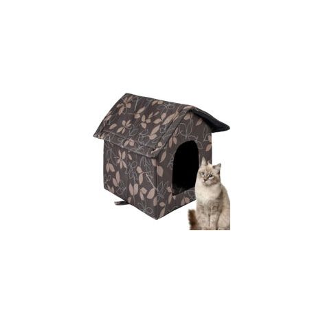 Maison extérieure pour chat résistante à l’hiver, niche étanche pour chat errant, taille M, marron (1/5)