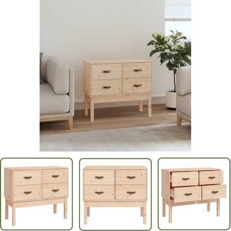 The Living Store Armoire console 90x40x78 cm Bois de pin solide - Meuble De Rangement - Buffet - Commode - Armoire Console - Meuble Entrée (1/5)