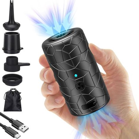 Inflador de colchón eléctrico TuseRxln de 4000 mAh, bomba de vacío portátil 2 en 1, bomba pequeña con 4 boquillas de aire y bolsa de almacenamiento (negro)