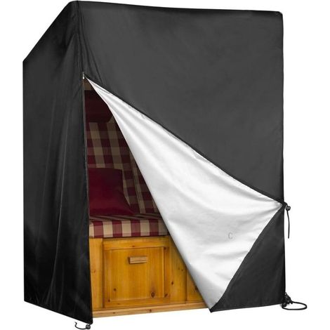 Housse de protection etanche pour meuble salon de jardin rectangulaire, résistant au froid, au vent et à l’eau, avec cordon réglable, oxford 210d, 170 x 130 x 100 cm noir (1/5)