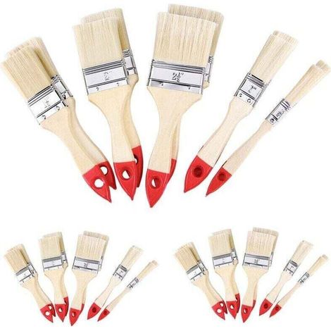 Set of 30 professional natural/red paintbrushes in 5 different sizes for home painting and various indoor and outdoor projects, for large or hard-to-reach areas. (1/5)