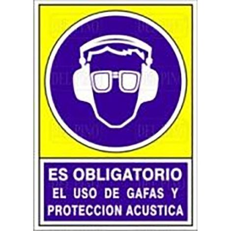 señal 624 adhes.148x105''ob.gafa/p.acust'' es obligatorio uso gafas y prot.acustica