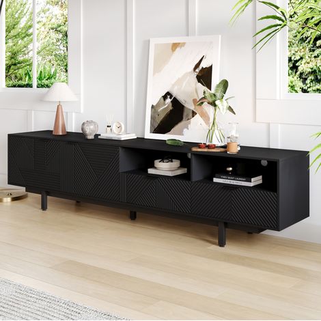 TV Möbel mit Stauraum 200x40x51 cm Schwarz OKMYHOME (1/5)